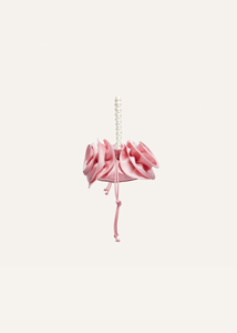 Small Magda bag pearl strap in pink satin