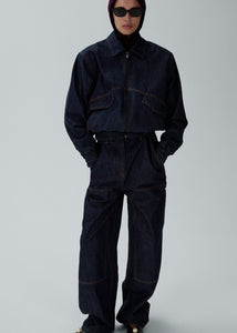 Loose leg industrial denim in navy