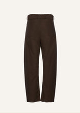 Load image into Gallery viewer, Wide-leg belted cotton trousers in brown
