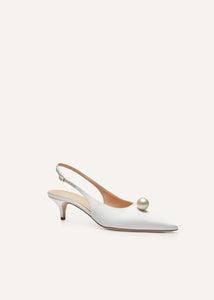 RE25 SLINGBACK KITTEN HEELS CREAM PEARL