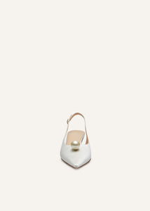 RE25 SLINGBACK KITTEN HEELS CREAM PEARL