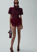 Load image into Gallery viewer, Ribbed short sleeve bodysuit in burgundy
