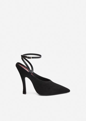 RE26 ANKLE STRAP PUMPS BLACK SUEDE