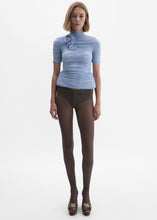 Load image into Gallery viewer, Ruched cupro-blend top in light blue
