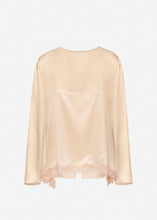 Load image into Gallery viewer, Silk long-sleeve blouse with lace trim in peach
