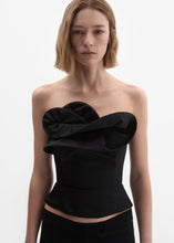 Load image into Gallery viewer, Wool and silk corset with sculptural neckline in black
