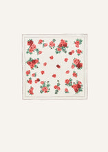 Load image into Gallery viewer, Rose print silk scarf in cream with burgundy trim
