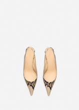 Load image into Gallery viewer, Low slingback pumps in beige snake-effect leather
