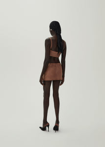 SS24 LEATHER 04 SKIRT BROWN