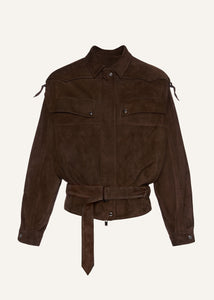 Cargo jacket in brown suede