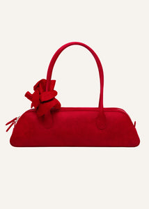 Brigitte trapeze bag in red suede and silver