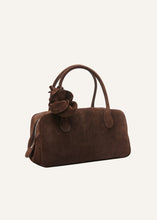 Load image into Gallery viewer, Brigitte bag in brown suede and silver
