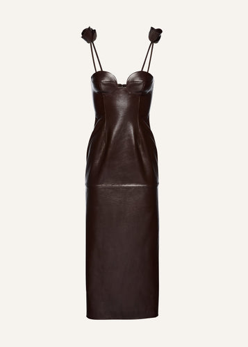 SS25 LEATHER 03 DRESS BROWN