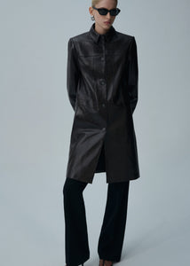 SS25 LEATHER 09 COAT BROWN