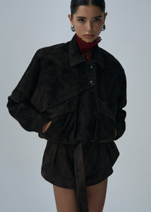 SS25 LEATHER 10 JACKET BROWN SUEDE