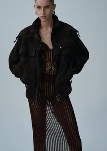Cargo jacket in brown suede