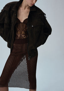 Cargo jacket in brown suede