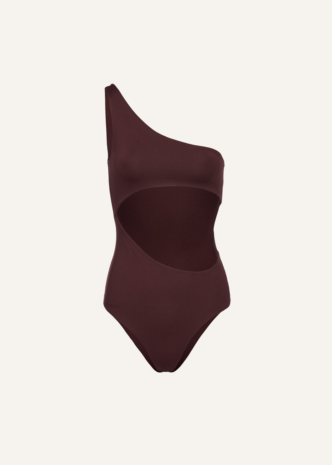 One shoulder cutout swimsuit in burgundy