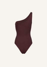 Load image into Gallery viewer, One shoulder cutout swimsuit in burgundy
