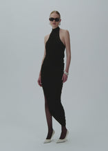 Load and play video in Gallery viewer, Draped halter midi dress in black
