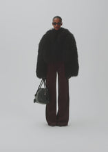 Load and play video in Gallery viewer, Short shag shearling coat in black
