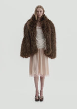 Load and play video in Gallery viewer, Silk lace-trim slip skirt in peach
