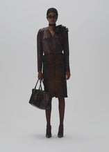 Load and play video in Gallery viewer, Pony hair leather midi skirt in brown
