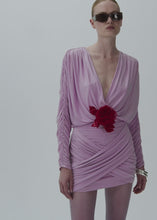 Load and play video in Gallery viewer, Draped V-neck mini dress in violet
