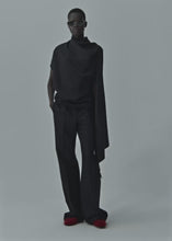 Load and play video in Gallery viewer, Silk asymmetric scarf blouse in black
