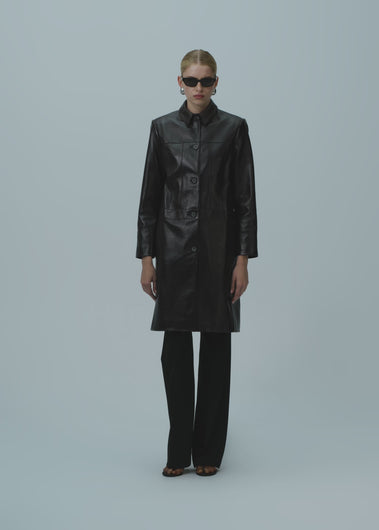 SS25 LEATHER 09 COAT BROWN