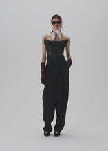 Load and play video in Gallery viewer, Wide belted tapered trousers in black
