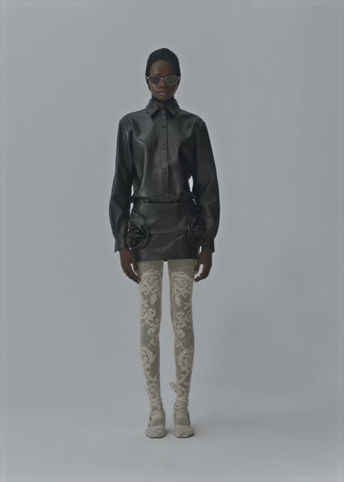 AW25 LEATHER 19 SHIRT BLACK