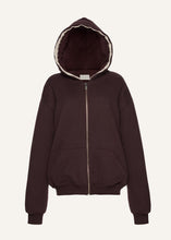 Load image into Gallery viewer, Lace-detail zip up hoodie in brown
